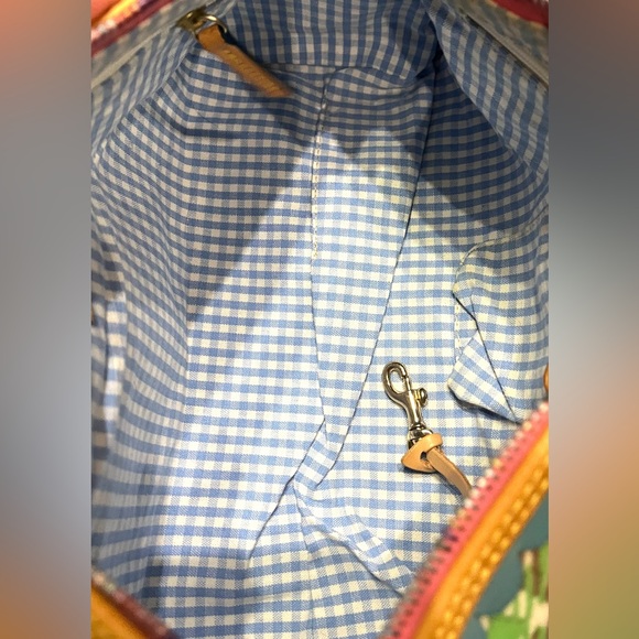 DOONEY & BOURKE VINTAGE Y2K MULTICOLOR PLAID PRINT BARREL BAG RARE - Picture 7 of 14